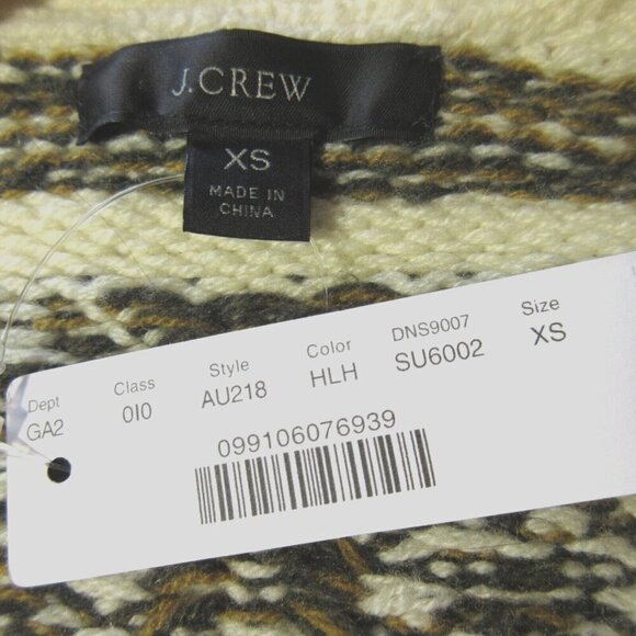 NWT J.Crew Diamond Fair Isle Lambswool Blend Boxy Cardigan Sweater XS - Picture 3 of 7